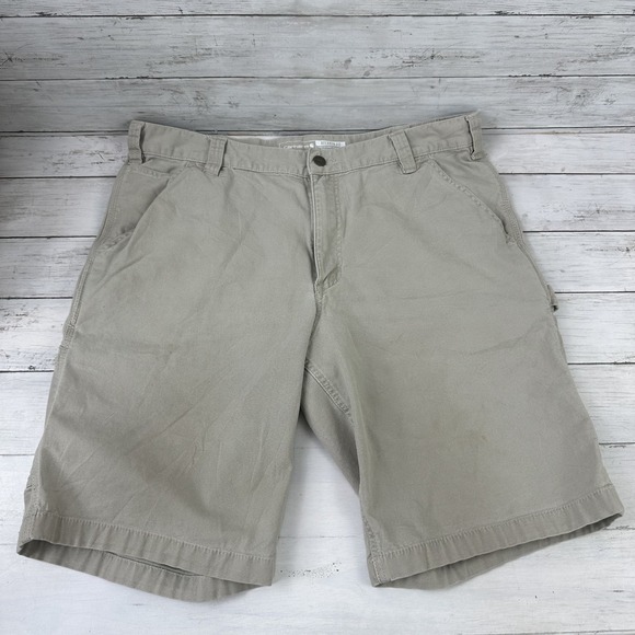 Carhartt Mens 36 Shorts Rugged Flex Relaxed Fit 10.5" inseam Canvas Work Tan - Picture 1 of 12